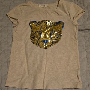 GAP Kids Gold and Blue Sequin Cheetah Tee